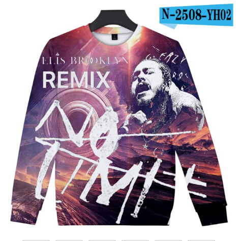 Post Malone Streetwear O-Neck Long Sweatshirt 33