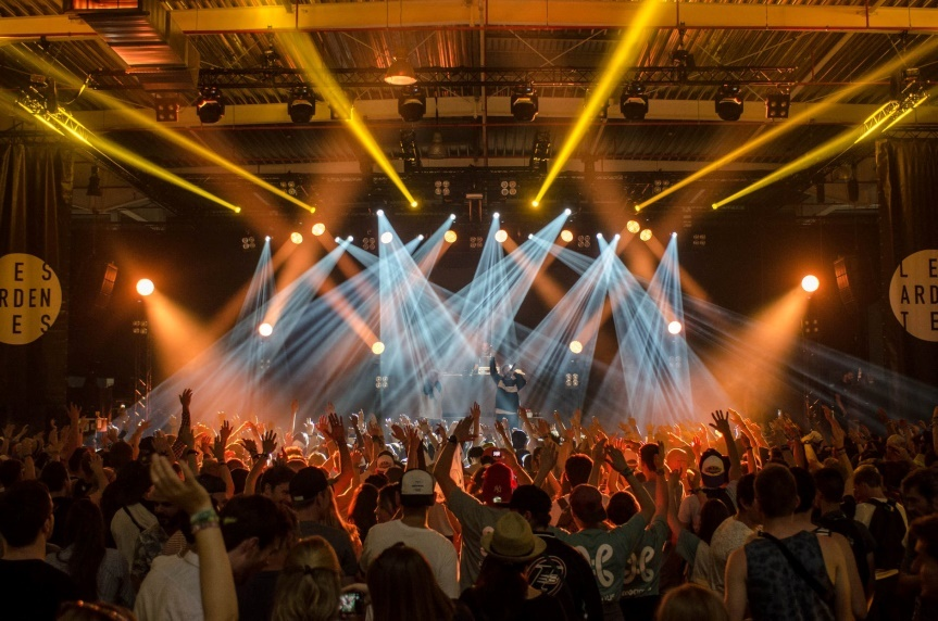 A group of people at a concert